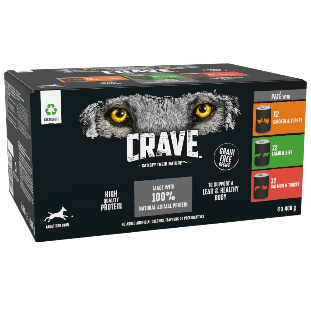 CRAVE™ Natural Grain Free Adult Dog Food Tin Mixed in Loaf 6 x 40g - 1