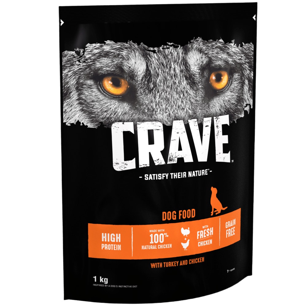 CRAVE™ Adult Dry Dog Food with Turkey & Chicken 1kg, 2.8kg, 7kg & 11.5kg - 1